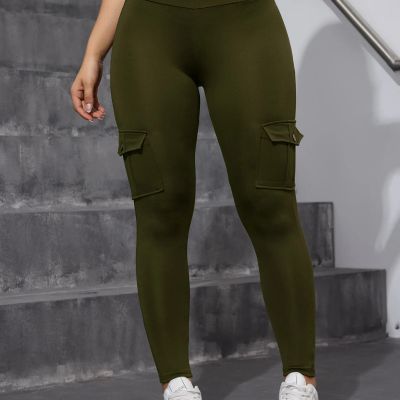 SVOKOR Diagonal Pocket Cargo Women Leggings High Waist Butt Lift Workout