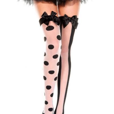 sexy MUSIC LEGS mismatch POLKA dots STRIPED bow TOPS clown THIGH highs STOCKINGS