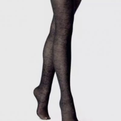 A New Day Womens Fashion Tights Faux Thigh High Small-Medium Floral Black