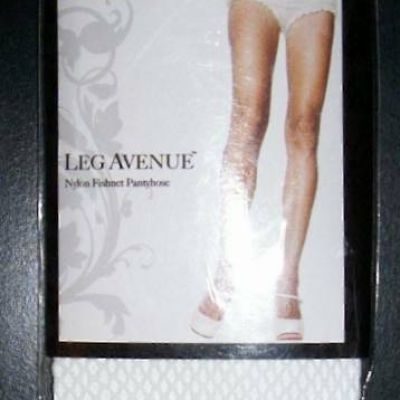 Leg Avenue White Fishnet Pantyhose Tights OSFM 90-160 lbs NIP