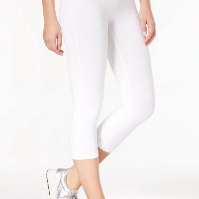 Hue Women's Capri Soft Cotton Leggings Style U17981, White, Medium NEW $28