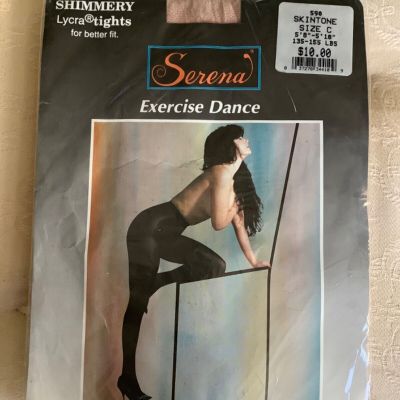 Vintage Serena SHIMMERY LYCRA TIGHTS Exercise Dance SIZE C Skintone NEW