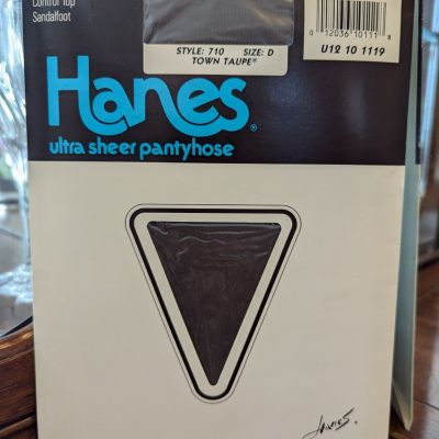 Vintage Hanes Ultra Sheer Control Top Pantyhose 710 In Town Taupe  D