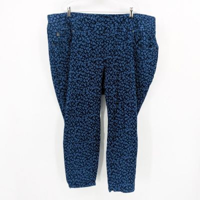 Belle by Kim Gravel Flexibelle Leopard Print Leggings Dark Indigo Plus Size 28W