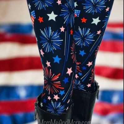 NEW Womens Size 12-18 American Flag 4th of July Leggings Buttery Soft Pants