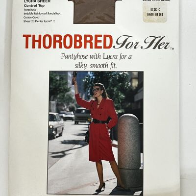 Thorobred For Her Control Top Pantyhose Silky Smooth Size C Warm Beige