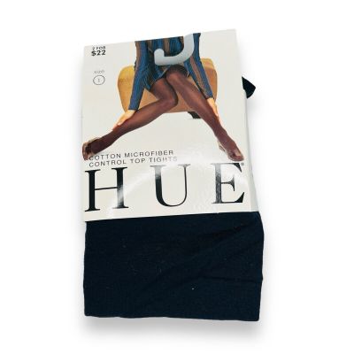 HUE Navy Blue 1 Pair Cotton Microfiber Control Top Tights Womens Size 1 New