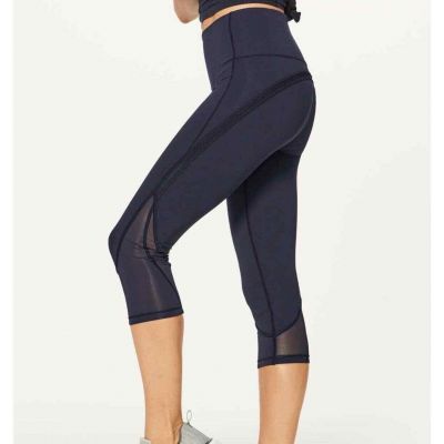 Lululemon Fresh in Mesh Crop Leggings Size 6 Midnight Navy Blue  20