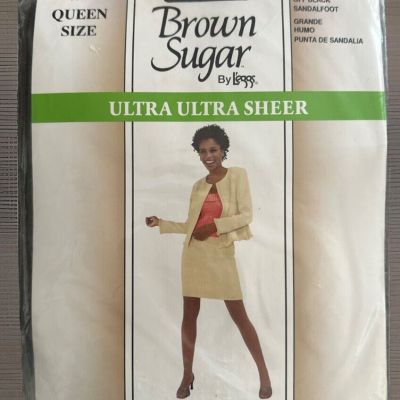 Brown Sugar Leggs Queen Large Ultra Ultra Sheer Regular Panty Off Black NEW NIP