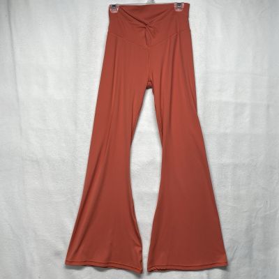 Aerie Yoga Pants Womens Large High Rise Super Flare Orange Athletic Leggings