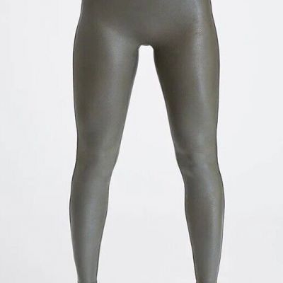 Spanx Faux Leather Coated High Rise Leggings, Green, Small