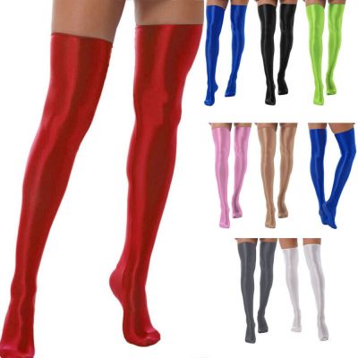 Women's Opaque Stockings Soft Cosplay Over Knee Shiny Glossy High Tights Socks