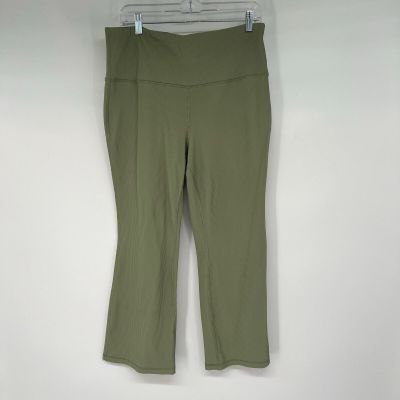 Athleta Elation Rib Crop Flare Leggings Women's Size 1X Eucalyptus Olive Hi-Rise