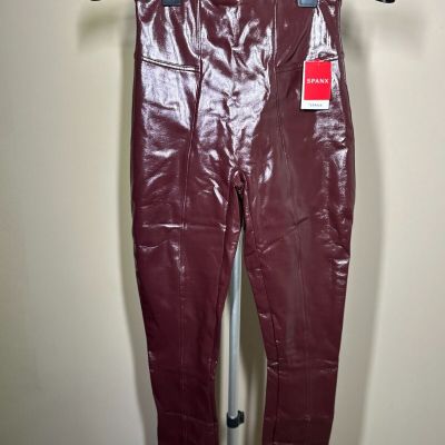 Spanx Faux Leather Womens Leggings Patent Leather Ruby Size S/P NWT