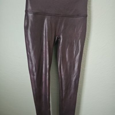 Spanx Faux Leather Leggings Burgundy Wine 2437 Size L