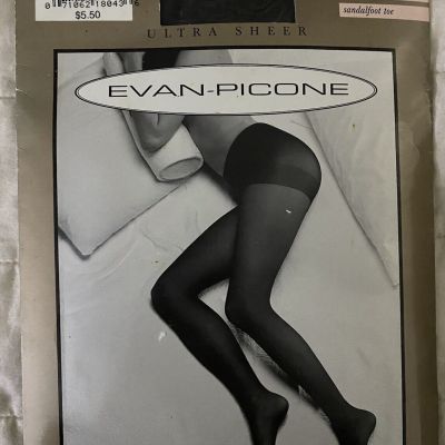 Evan-Picone Pantyhose Long Off Black Ultra Sheer Nylons Shell Control Vintage