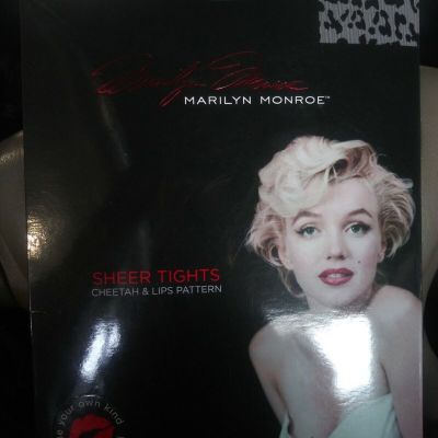 Adult MARILYN MONROE Black Sheer Tights Sissy CHEETAH & LIPS PATTERN SIZE B