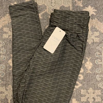 Girls/Juniors YUNA FASHION Dark Gray Textured Yoga Leggings Size S/M (8-10)