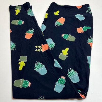 NEW LuLaRoe TC2 Leggings BLUE GREEN Garden CACTUS Aloe SUCCULENT Plant Desert