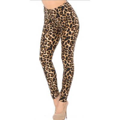 Leopard Print Stretchy Leggings For Plus Size Women