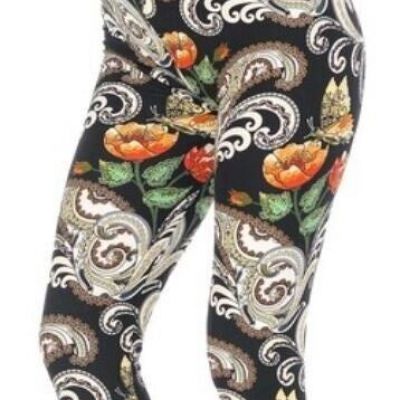 Womens Colorful Mediterranean Floral Capris Plus Size 14-22