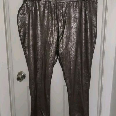 Roaman's Soft Silver Metallic Leggings Size 26/28 (2X)