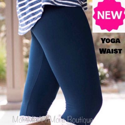 NEW TC Womens Best Solid Navy Blue Leggings YOGA WAIST (Feel Soft as Lularoe)