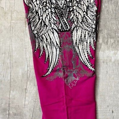 Womens CRYSTAL PLUS SIZE PINK ANGEL WINGS PISTOLS SWEATPANTS PANTS 1X 2X 3X