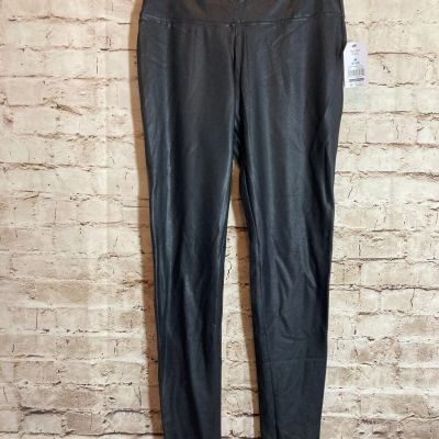 Time And Tru Leggings Womens Medium Faux Leather Black Elastic Waist Stretch