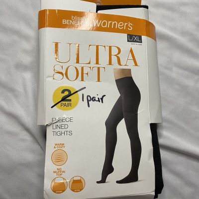 1 Pair Blissful Benefits Warner's Ultra Soft Fleece Lined   Tights L/XL