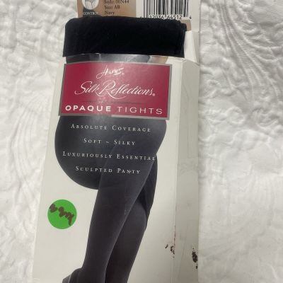 (227)  Hanes Silk reflections Opaque tights 00N44 Size AB Navy