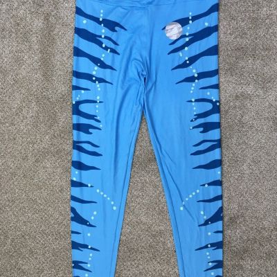 World of Avatar Leggings Women's Large Blue Glow in the Dark Na'vi Disney Parks