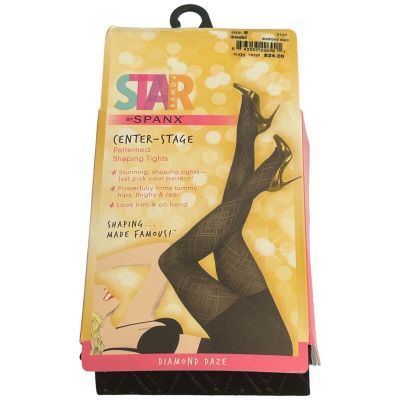 Spanx Star Power Black Center Stage Patterned Shaping Tights Womens Size B Black