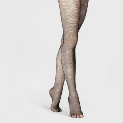 A New Day Women’s Black Plus Size Jewel Fishnet Tights 1x-2x NEW