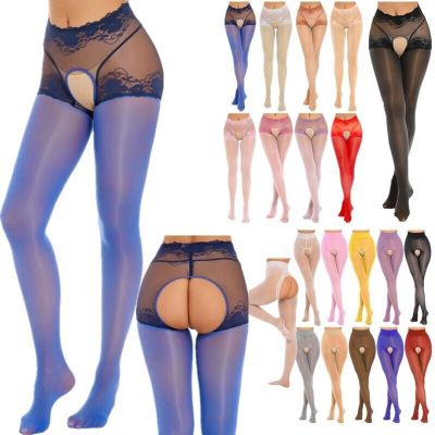 US Women's Crotchless Tights Stockings High Waist Sheer Pantyhose Hosiery Pants