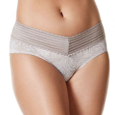 Warners Women's Tan Comfort Waist with Lace Microfiber Hipster, Large, 3 pack