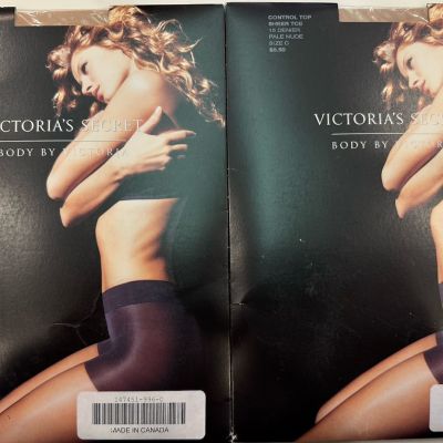 TWO PAIR - Victoria’s Secret Body By Victoria Pantyhose Pale Nude Size C