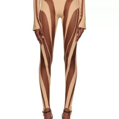 Mugler Sheer Spiral Stirrup Leggings