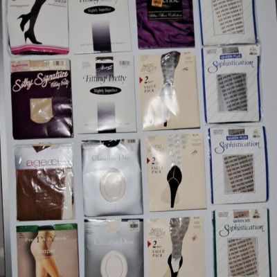 16 Pair Sheer/Ultra Sheer Vintage Pantyhose Lot (Regular Size/Queen Size) Lot 18