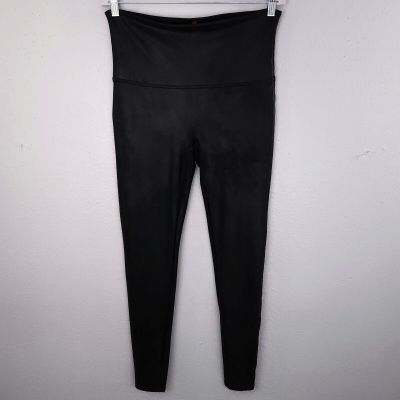 Spanx Faux Leather Leggings Women 1X TALL 1XT Black High Waist Moto Pant 2437T