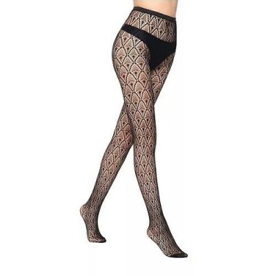 New Women's STEMS Black Frond   Fishnet Tights  One Size