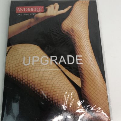 ANDIBEIQI Black Wide Holed FISHNET Elastane Spandex Stockings Size OS Most **NIP