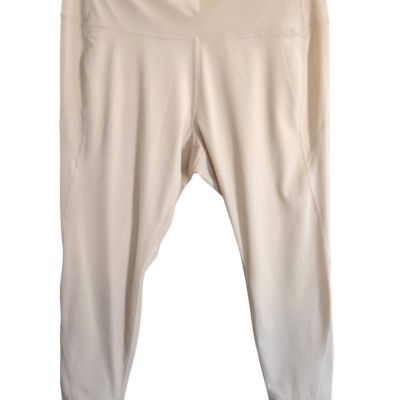 Core IO Women's Size 3X High Waist Cropped Athletic Leggings Beige Cream New