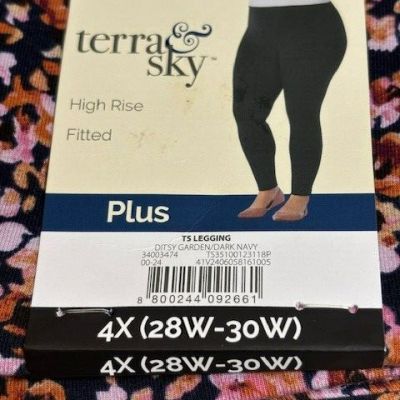 Terra & Sky Women's High Rise Leggings, 27” Inseam High Rise Fitted Size 4X