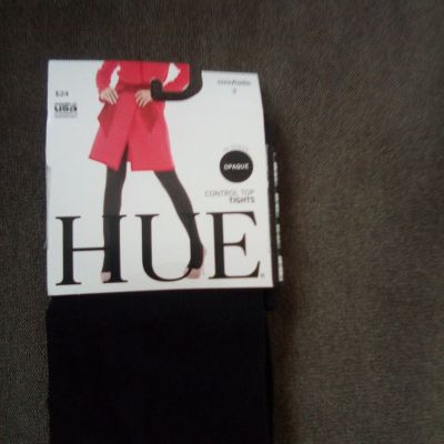 Hue Control Top Tights Black Opaque Sz 3 Nwt