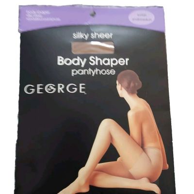 NEW George silky sheer body shaper pantyhose size small/medium Suntan