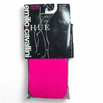 HUE Emilio + Cavallini Sheer Footless Tights Size Small Medium Fuchsia Pink New