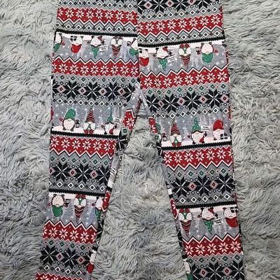 Terra & Sky Women's Christmas Gnome Leggings Size 0X 14W Colorful Holiday NWOT