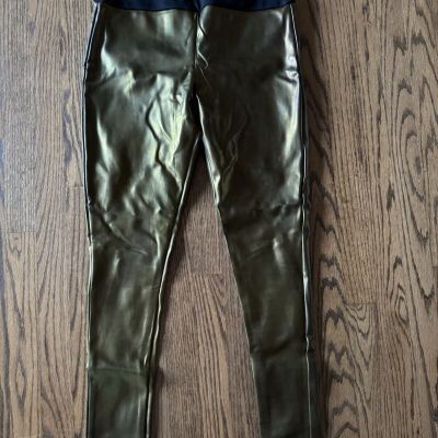 RED HOT By SPANX Women’s All Over Faux Leather Leggings Gold Size Extra Large