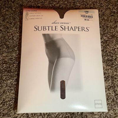 JCPenney sheer caress subtle shapers pantyhose, color taupe, size: Long